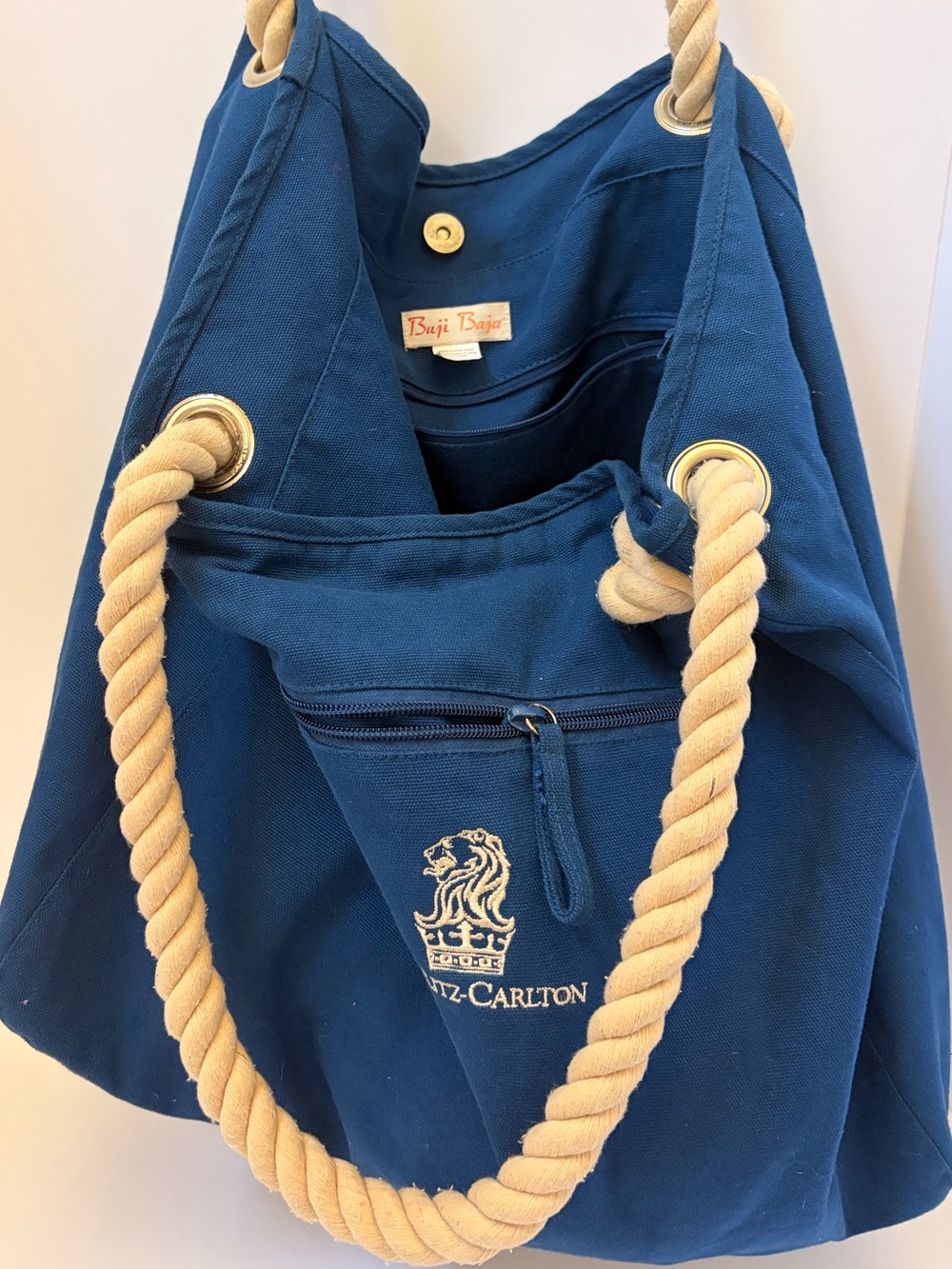 Royal Blue Canvas Tote with Rope Handles - Picture 3 of 4